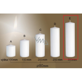 Lima Gastro plain candle white cylinder 80 x 300 mm 1 piece
