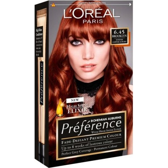 Loreal Paris Préférence Récital hair color 6.45 brooklyn Intense copper brown
