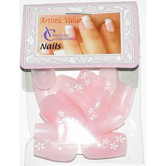 Absolute Cosmetics Nails artificial nails french manicure 21000 pink with flowers 20 pieces