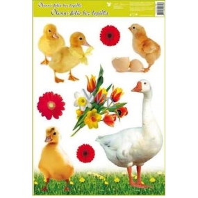 Window foil without glue Easter live goslings and goose 42 x 30 cm