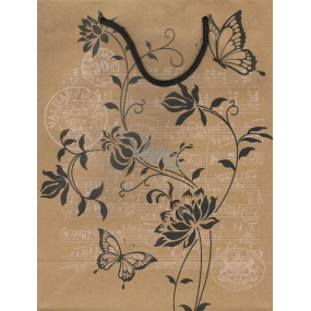 Nekupto Gift paper bag 24.5 x 19 x 8 cm Beige with notes 351 KCM