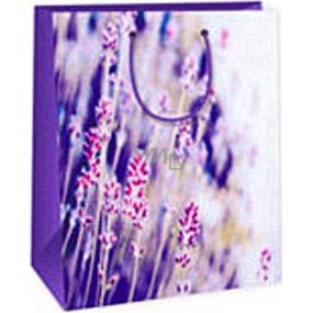 Ditipo Gift paper bag 26.4 x 13.7 x 32.4 cm violet white with flowers AB