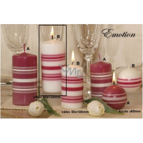 Lima Fresh Line Emotion scented candle white - pink stripes cylinder 60 x 120 mm 1 piece