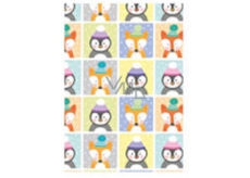 Ditipo Christmas wrapping paper for kids fox, penguin 100 x 70, 2 pieces
