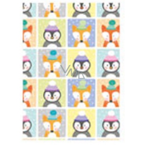Ditipo Gift wrapping paper 70 x 200 cm Christmas fox, penguin