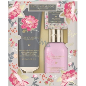Baylis & Harding Pink magnolia and pear blossom shower gel 100 ml + body lotion 125 ml + toilet soap 40 g, cosmetic set