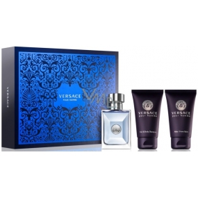 Versace pour Homme Eau de Toilette for Men 50 ml + After Shave Balm 50 ml + Hair and Body Shampoo 50 ml, Gift Set