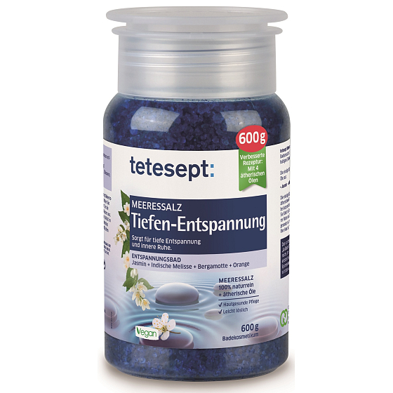 Tetesept Deep Relaxation Sea Salt Bath for Body and Mind Relaxation 600 g