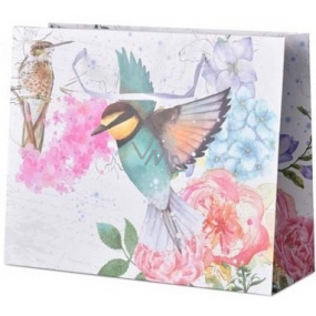 Emocio Gift paper bag 32 x 26 x 12 cm One bird, pink flowers
