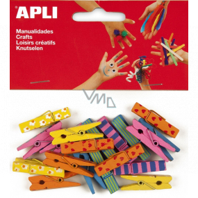 Apli Wooden pegs mixed colours 35 x 7 mm 20 pieces