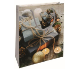 Nekupto Gift paper bag 23 x 18 x 10 cm Christmas gifts gold