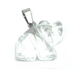 Crystal Elephant pendant natural stone, hand cut figurine 1,8 x 2,5 x 8 mm, stone stones