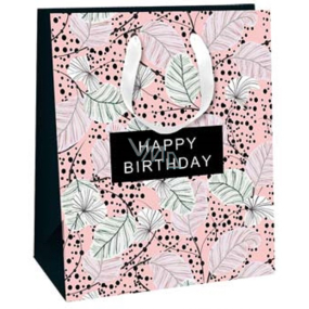 Ditipo Gift paper bag 26,4 x 32,7 x 13,6 cm Glitter Happy Birthday pink