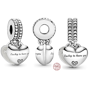 Charm Sterling Silver 925 Daughter-in-law and Mother-in-law, divisible 2-in-1 heart pendant for family bracelet