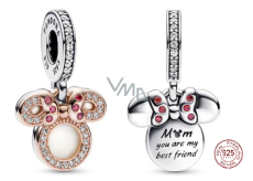 Charm Sterling silver 925 Disney Minnie Mouse silhouette 2in1 mom, bracelet pendant