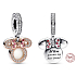 Charm Sterling silver 925 Disney Minnie Mouse silhouette 2in1 mom, bracelet pendant