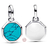 Charm Sterling Silver 925 Mini Locket Turquoise Blue Imitation Turquoise, Pendant for Bracelet Symbol