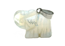 Opalite Elephant Pendant natural stone, hand-polished figurine 1.8 x 2.5 x 8 mm, stone of wishes and hope