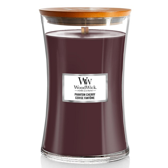 WoodWick Phantom Cherry - Phantom Cherry scented candle with wooden wick and lid glass large 609 g