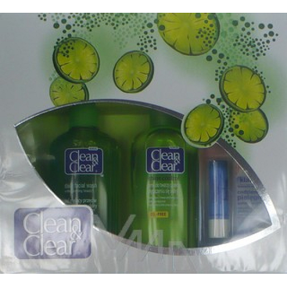 Clean & Clear cleansing emulsion 200 ml + lotion 200 ml + lip balm 4.9 g, cosmetic set