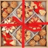 Straw decorations in a wooden box with red decor, 32 pieces