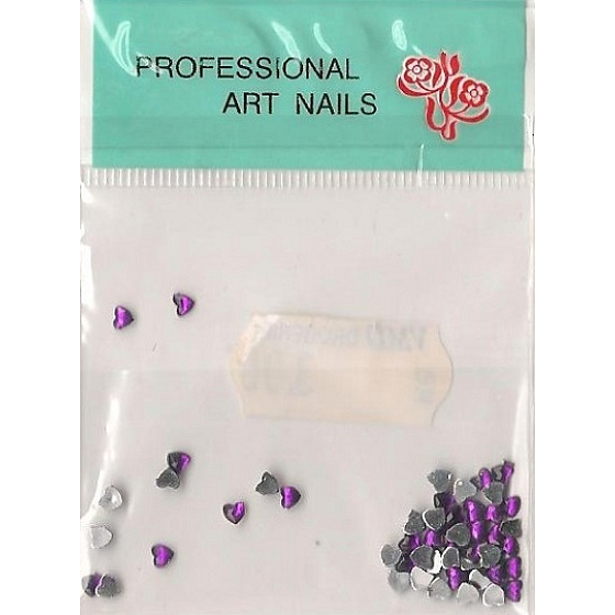 Professional Art Nails nail decorations rhinestones hearts purple 1 pack