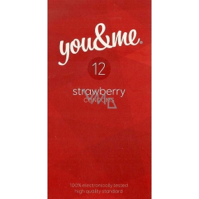 You & Me Strawberry transparent lubricated condom with the scent of strawberries 12 pieces