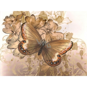 Nekupto Gift kraft bag 23 x 18 x 10 cm Beige with butterfly 1 piece