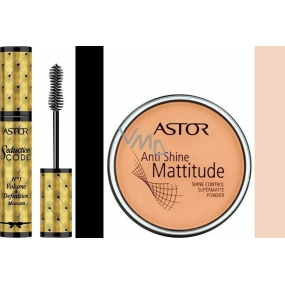 Astor Seduction Codes N1 Volume & Definition mascara black 10.5 ml + Astor Anti Shine Mattitude powder 003 14 g, gift set