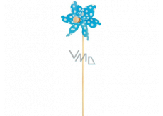 Pinwheel with large polka dots blue 9 cm + skewers 1 piece
