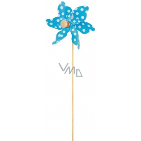 Pinwheel with large polka dots blue 9 cm + skewers 1 piece