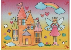 Magic water painting with brush Princess with castle 20 x 15 cm