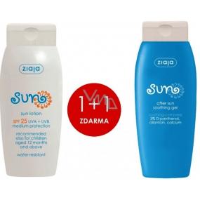 Ziaja Sun SPF 25 waterproof sunscreen 150 ml + Sun soothing after sun gel 150 ml, duopack