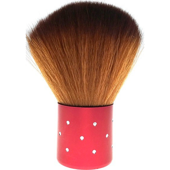 Cosmetic brush with synthetic bristles for powder red handle 7 cm 30450