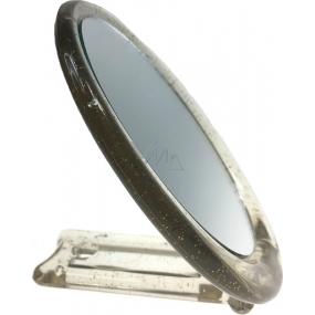 Mirror with handle oval gray 12 x 9.5 cm 60190