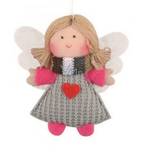Angel with a gray heart for hanging 8 cm