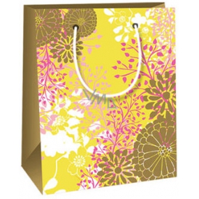 Ditipo Gift paper bag 11.4 x 6.4 x 14.6 cm yellow with color motifs