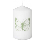 Emocio Candle cylinder with print Butterfly white 58 x 100 mm