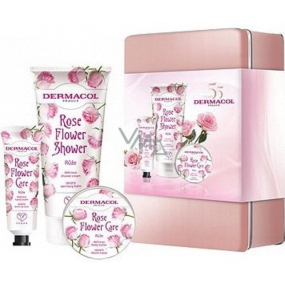 Dermacol Rose Flower Rose hand cream 30 ml + shower gel 200 ml + body butter 75 ml, cosmetic set