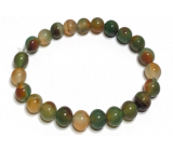 Agate peacock bracelet elastic natural stone, ball 8 mm / 16 - 17 cm