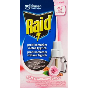 Raid Rose and Sandalwood electric vaporizer liquid mosquito repellent refill 45 nights 27 ml