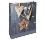 Nekupto Gift paper bag 23 x 18 x 10 cm Christmas decorations blue