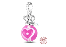 Sterling silver 925 Kiss, love, heart, bracelet pendant