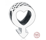 Charm Sterling silver 925 Male symbol, heart, bead on bracelet symbol