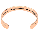 Stainless steel bracelet gold-plated with engraving You are loved..., open cuff, 2.5 mm