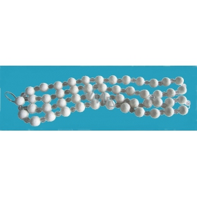 Chain of white balls 2 cm and transparent beads 12 mm and beads, 180 cm