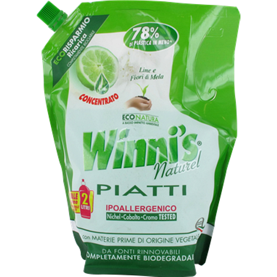 Winnis Eko Piatti Lime concentrated hypoallergenic dishwashing detergent 1 l