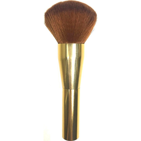 Cosmetic brush with synthetic bristles for powder gold handle rusty hair 15,5 cm 066