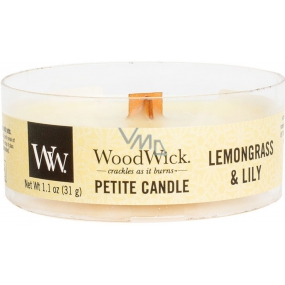 WoodWick Lemongrass & Lily - Lemon grass and lily scented candle with wooden wick petite 31 g