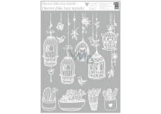 Window film white 42x30 cm bird cage 1851